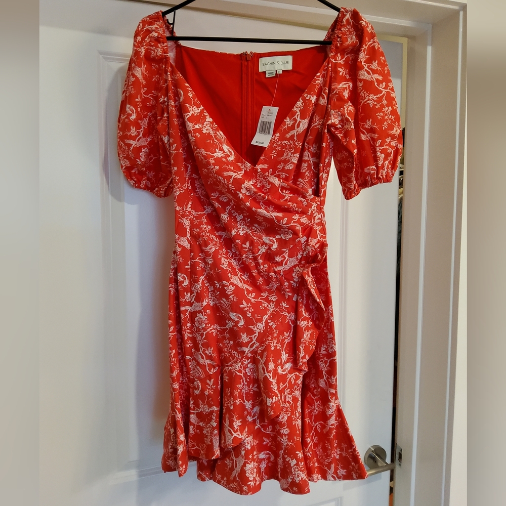 Sachin & Babi Catherine Puff Sleeve Faux Wrap Mini Dress - Picture 16 of 16